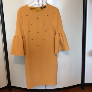 Mustard color bell sleeve dress